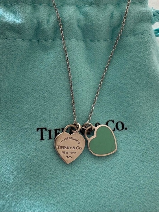 Tiffany & Co. Jewelry - Tiffany & Co. Sterling Silver Heart Tag Necklace in Signature Blue-Green